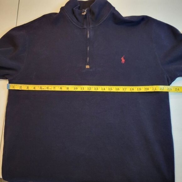 Polo Ralph Lauren Men's LT Dark Blue Quarter 1/4 Zip Sweater - Picture 9 of 9